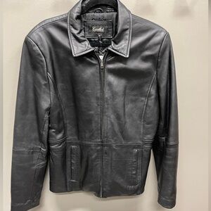 Black Leather Jacket lined and insulated